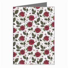 Roses Flowers Leaves Pattern Scrapbook Paper Floral Background Greeting Card by Maspions