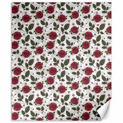 Roses Flowers Leaves Pattern Scrapbook Paper Floral Background Canvas 8  X 10 