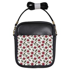 Roses Flowers Leaves Pattern Scrapbook Paper Floral Background Girls Sling Bag