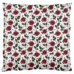 Roses Flowers Leaves Pattern Scrapbook Paper Floral Background Large Premium Plush Fleece Cushion Case (two Sides)