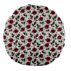Roses Flowers Leaves Pattern Scrapbook Paper Floral Background Large 18  Premium Flano Round Cushions