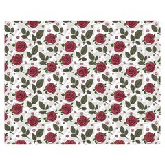 Roses Flowers Leaves Pattern Scrapbook Paper Floral Background Two Sides Premium Plush Fleece Blanket (teen Size)