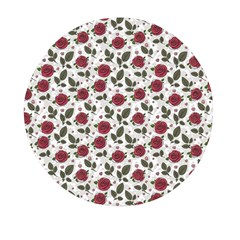 Roses Flowers Leaves Pattern Scrapbook Paper Floral Background Mini Round Pill Box