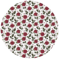 Roses Flowers Leaves Pattern Scrapbook Paper Floral Background Wooden Puzzle Round