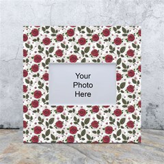 Roses Flowers Leaves Pattern Scrapbook Paper Floral Background White Box Photo Frame 4  X 6 