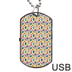 Floral Flowers Leaves Tropical Pattern Dog Tag Usb Flash (two Sides)