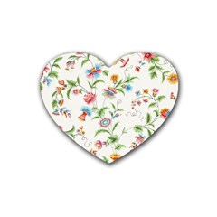 Vintage Floral Flower Pattern Art Nature Blooming Blossom Botanical Botany Rubber Coaster (heart)