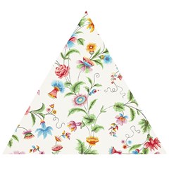 Vintage Floral Flower Pattern Art Nature Blooming Blossom Botanical Botany Wooden Puzzle Triangle