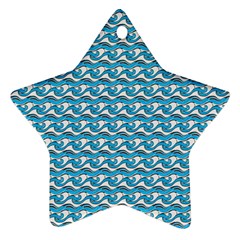 Blue Wave Sea Ocean Pattern Background Beach Nature Water Ornament (star)