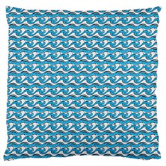 Blue Wave Sea Ocean Pattern Background Beach Nature Water Large Premium Plush Fleece Cushion Case (two Sides)