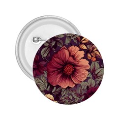 Flowers Pattern Texture Design Nature Art Colorful Surface Vintage 2 25  Buttons