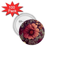 Flowers Pattern Texture Design Nature Art Colorful Surface Vintage 1 75  Buttons (100 Pack) 