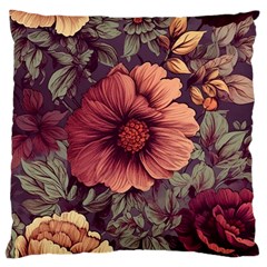 Flowers Pattern Texture Design Nature Art Colorful Surface Vintage Large Cushion Case (two Sides)