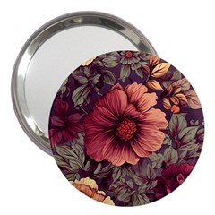 Flowers Pattern Texture Design Nature Art Colorful Surface Vintage 3  Handbag Mirrors