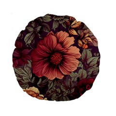 Flowers Pattern Texture Design Nature Art Colorful Surface Vintage Standard 15  Premium Round Cushions by Maspions