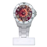 Flowers Pattern Texture Design Nature Art Colorful Surface Vintage Plastic Nurses Watch Front