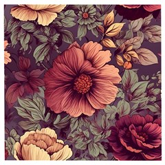 Flowers Pattern Texture Design Nature Art Colorful Surface Vintage Wooden Puzzle Square