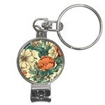 Flowers Pattern Texture Art Colorful Nature Painting Surface Vintage Nail Clippers Key Chain Front