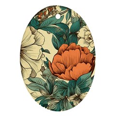 Flowers Pattern Texture Art Colorful Nature Painting Surface Vintage Oval Ornament (two Sides)