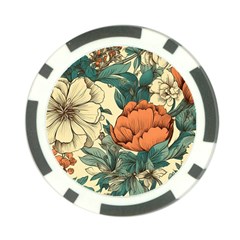 Flowers Pattern Texture Art Colorful Nature Painting Surface Vintage Poker Chip Card Guard