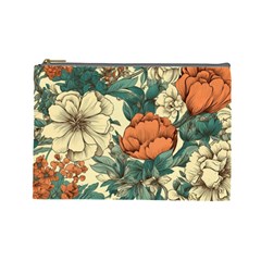 Flowers Pattern Texture Art Colorful Nature Painting Surface Vintage Cosmetic Bag (large)