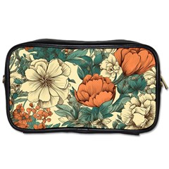 Flowers Pattern Texture Art Colorful Nature Painting Surface Vintage Toiletries Bag (one Side)