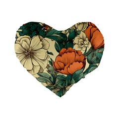 Flowers Pattern Texture Art Colorful Nature Painting Surface Vintage Standard 16  Premium Heart Shape Cushions