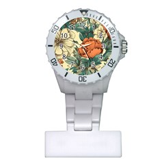 Flowers Pattern Texture Art Colorful Nature Painting Surface Vintage Plastic Nurses Watch by Maspions