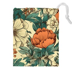 Flowers Pattern Texture Art Colorful Nature Painting Surface Vintage Drawstring Pouch (4XL)