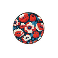 Red Poppies Flowers Art Nature Pattern Hat Clip Ball Marker (4 Pack)