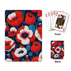 Red Poppies Flowers Art Nature Pattern Playing Cards Single Design (rectangle)