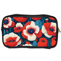 Red Poppies Flowers Art Nature Pattern Toiletries Bag (one Side) by Maspions