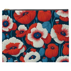 Red Poppies Flowers Art Nature Pattern Cosmetic Bag (xxxl)