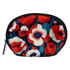 Red Poppies Flowers Art Nature Pattern Accessory Pouch (medium) by Maspions