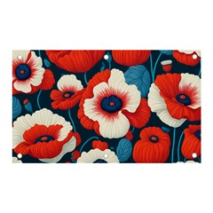 Red Poppies Flowers Art Nature Pattern Banner And Sign 5  X 3 