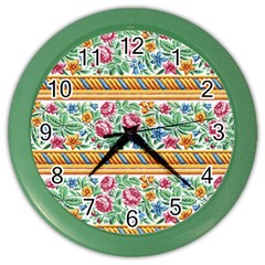 Flower Pattern Art Vintage Blooming Blossom Botanical Nature Famous Color Wall Clock