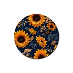 Flowers Pattern Spring Bloom Blossom Rose Nature Flora Floral Plant Rubber Round Coaster (4 Pack)