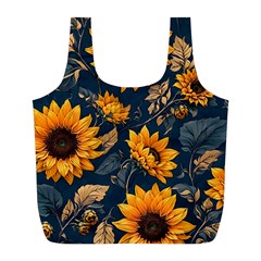 Flowers Pattern Spring Bloom Blossom Rose Nature Flora Floral Plant Full Print Recycle Bag (l)