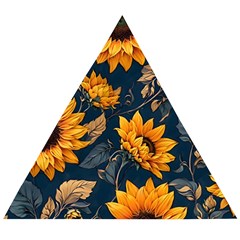 Flowers Pattern Spring Bloom Blossom Rose Nature Flora Floral Plant Wooden Puzzle Triangle by Maspions
