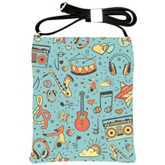 Seamless Pattern Musical Instruments Notes Headphones Player Shoulder Sling Bag by Apen