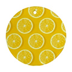 Lemon Fruits Slice Seamless Pattern Round Ornament (two Sides) by Apen