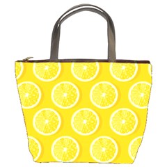 Lemon Fruits Slice Seamless Pattern Bucket Bag by Apen