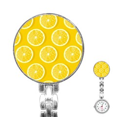 Lemon Fruits Slice Seamless Pattern Stainless Steel Nurses Watch by Apen