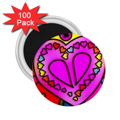 Stained Glass Love Heart 2 25  Magnets (100 Pack)  by Apen