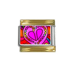 Stained Glass Love Heart Gold Trim Italian Charm (9mm) by Apen