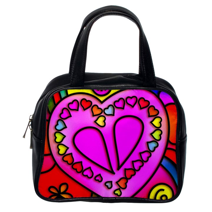 Stained Glass Love Heart Classic Handbag (One Side)