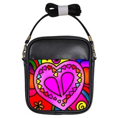 Stained Glass Love Heart Girls Sling Bag by Apen