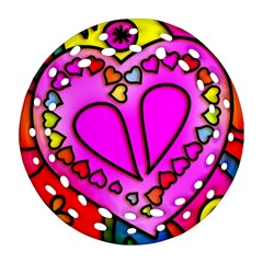 Stained Glass Love Heart Ornament (round Filigree) by Apen