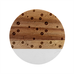 Seamless Pattern With Viruses Marble Wood Coaster (round) by Apen