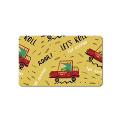 Childish Seamless Pattern With Dino Driver Magnet (name Card) by Apen